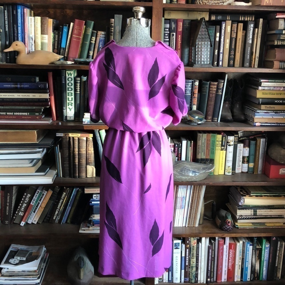 VINTAGE purple floral dress Sz 11 - Picture 4 of 6